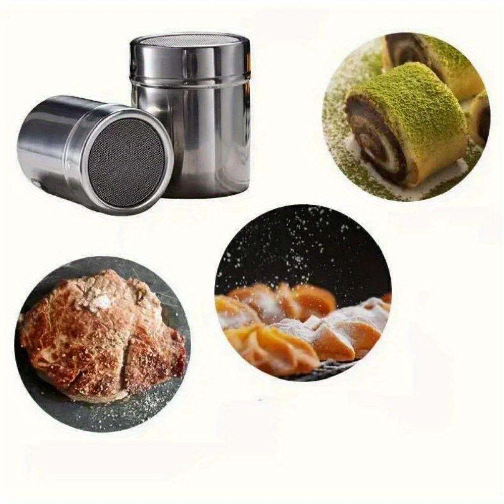 2Pcs Stainless Steel Chocolate Shaker Cocoa Flour Coffee Sifter Coffee Stencils Template Strew Pad Duster Spray Set