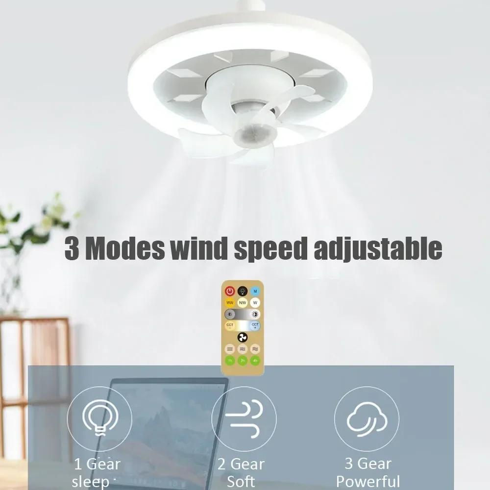 Ventilator de tavan 60W E27 cu lumină led și telecomandă 360 ° rotație de răcire ventilator electric lampă candelabru pentru decorarea camerei