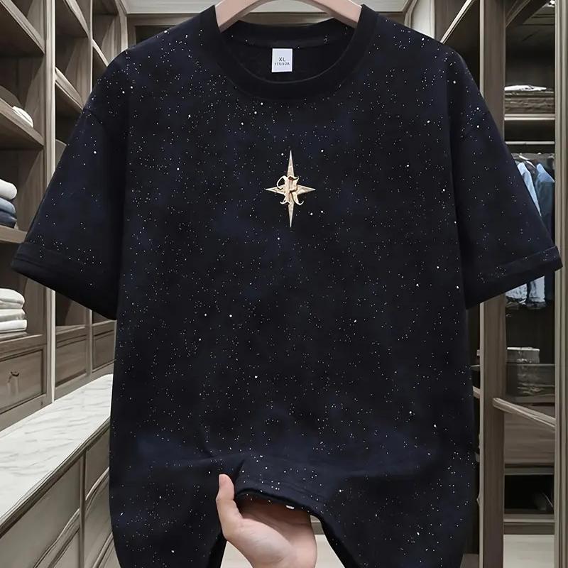 

Новая летняя мужская модная футболка с принтом звезды, мужская футболка, топ 2XL чёрный