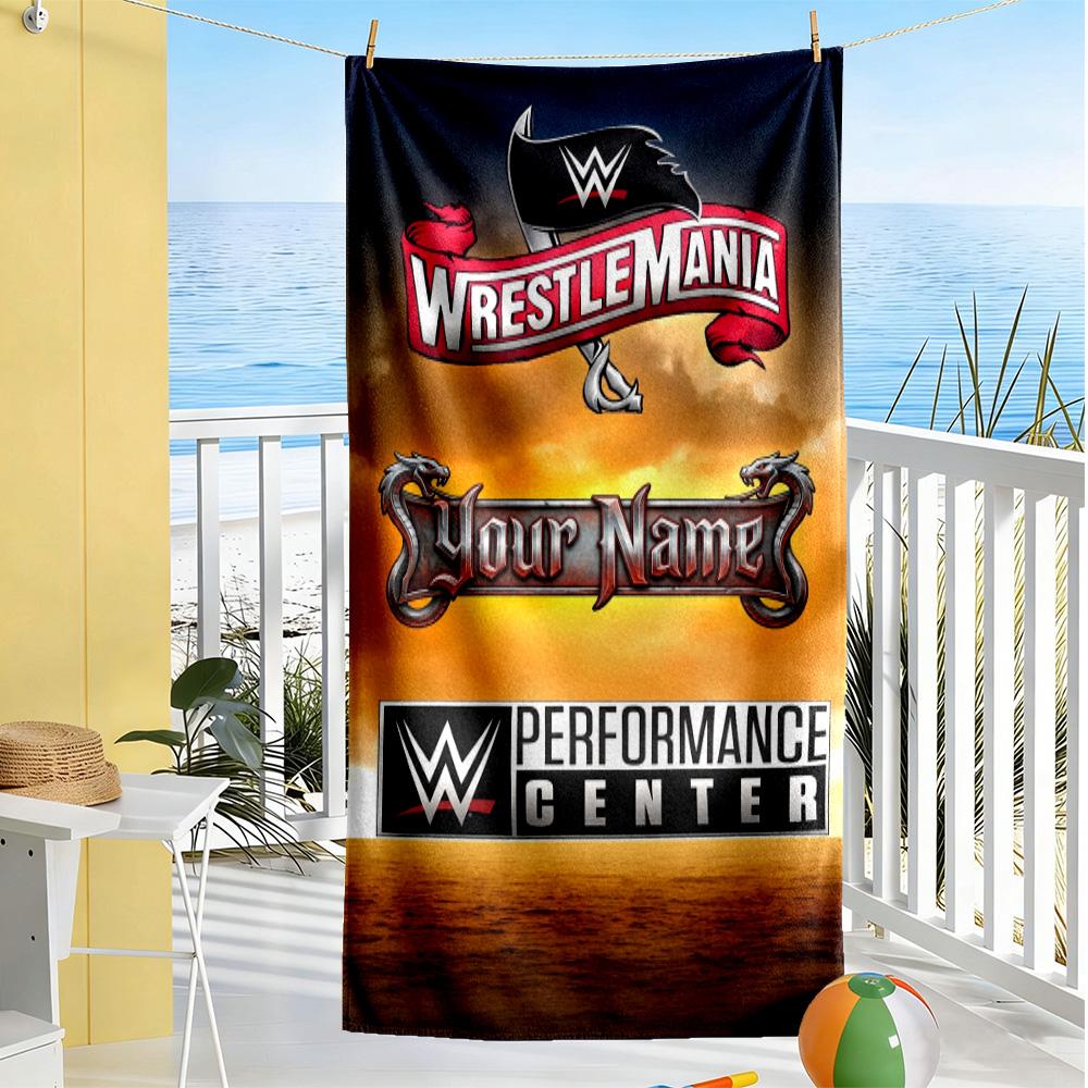 Toalla de Playa Personalizada con Nombre de Wrestlemania Alta Absorción y Secado Rápido
