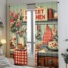 Farmhouse Retro Kitchen Patterned Printed Curtains Window Decorations Home Room Curtain For Cooking Area Made Of Polyester
