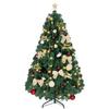 150cm Christmas Tree with Ornaments, 150 Warm White LED Lights, 8 Lighting Modes, 480 Branches, Green