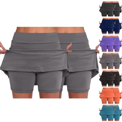 2 Stück Elastische Yoga Culottes für Damen Einfarbig Sportshorts Leichtgewicht Hohe Taille Skinny Einfarbig Jogginghosen