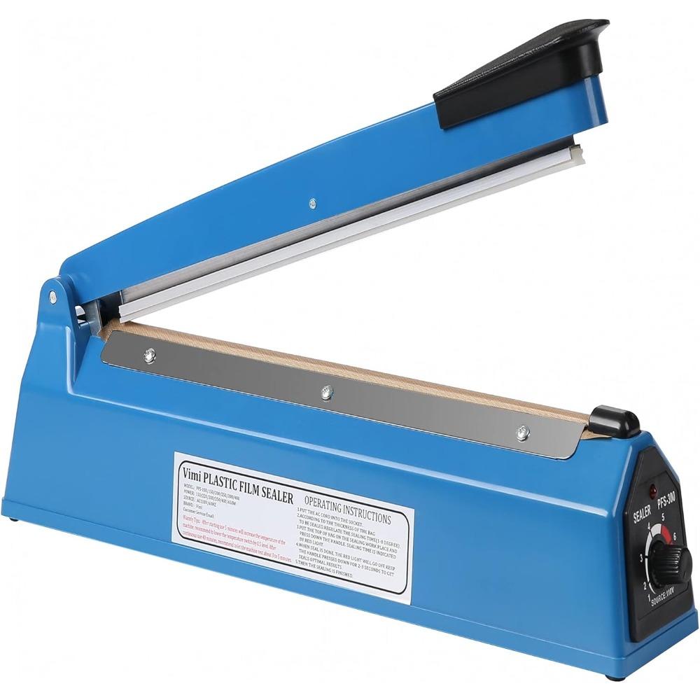 Impulse Heat Sealer Machine Manual Bags, 12 Inch, for Sealing Plastic/PE PP Bags with Extra Replace Element Grip