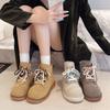 Big Round Toe Low Heel Single Shoes Autumn New Lace-Up Front Suede Anti-Slip Wear-Resistant Shoes