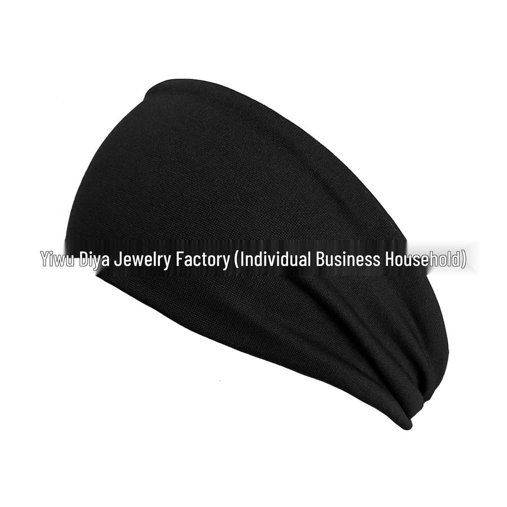 Unisex Elastic Sports & Yoga Headbands, Sweat-Absorbing Cotton Hair Accessories, Solid Colors