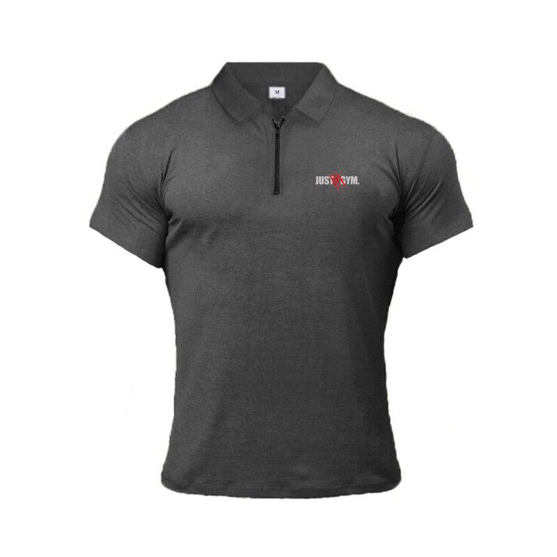 Muscleguys Polo slim in cotone da uomo con stampa zip stile europeo e americano alla moda con t-shirt slim fitness a maniche corte