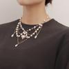 Modische Quasten-Halskette Elegante mehrschichtige Halskette Perlen-Halskette Schlüsselbein-Kette Schmuckzubehör für Damen