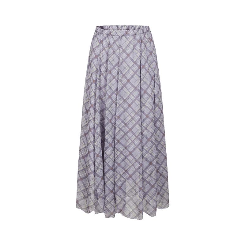 Jiusi Anna Kou Plaid Irregular Chiffon Skirt 2XL