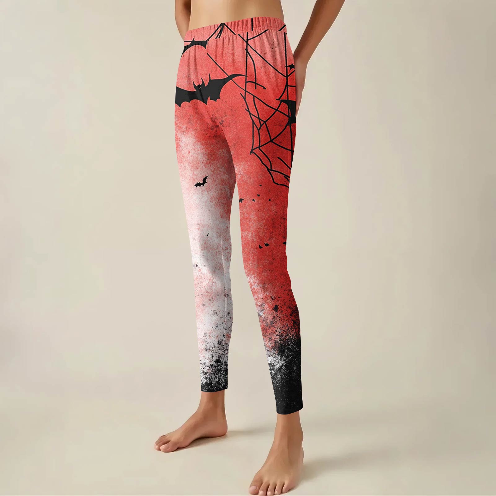 

Женские брюки с эластичным мягким низом и принтом Хэллоуина, повседневные домашние спальные брюки XL красный