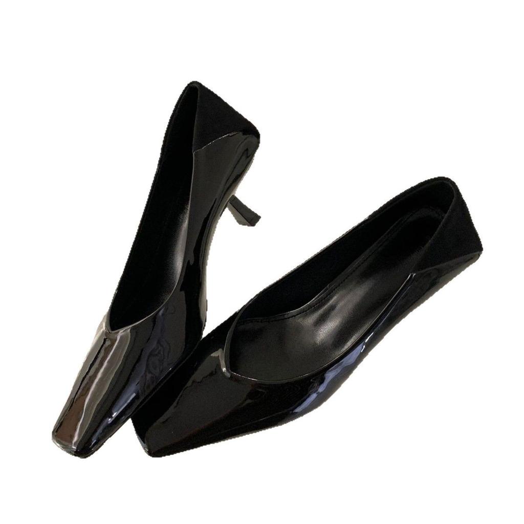 Single shoes 2025 spring women's French retro square head high heels women's thin heels high sense comfortable versatile Huizhou women's shoes