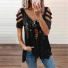 Sexy Women's V-neck Off Shoulder Short Sleeve Women's Printed Fashion T-shirt Summer Women's T-shirt