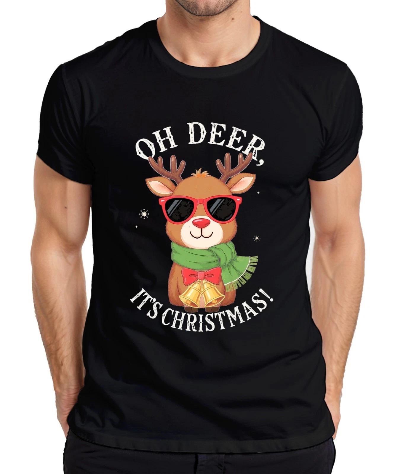 Oh Deer It s Christmas Rudolph Sonnenbrille Schal Glocken lustig Herren T-Shirt XS