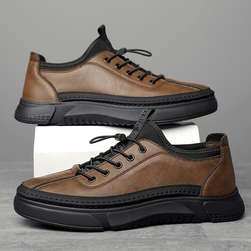 Men's Shoes 2025 Spring New Men's Leather Shoes Outdoor Travel Shoes Korean Version Soft Baseplate Shoes Retro Leather Casual Shoes