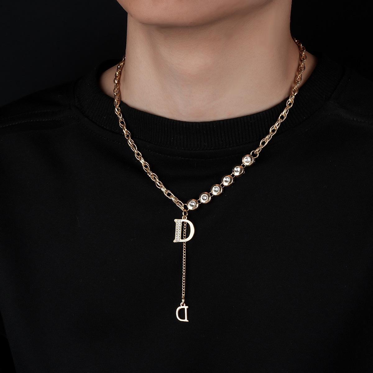 

Ожерелье с двумя буквами, которое не тускнеет, Персонализированная мода, Нишевый дизайн, Цепочка для свитера, Высококлассный универсальный аксессуар