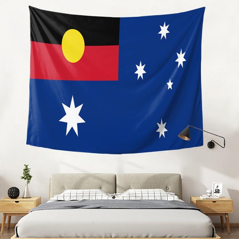 

1pc Australian Flag Tapestry with Aboriginal Star Design Wall Hanging Decor Ideal for Wedding Backdrop Entryway Living Room 74x94cm(29x37in)
