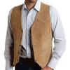 Men Vest Coat Collarless V-Neck Sleeveless Single Breasted Solid Color Waistcoat with Pockets Old West Style Waistcoat Formal Business Suit Jacket