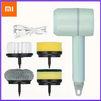 Xiaomi Electric Spin Scrubber Handheld, Cordless Cleaning Brush with 4 Replaceable Brush Heads, Power Scrubber for Kitchen Bathroom Sto