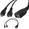Male Female 2-in-1 USB OTG Micro USB Cable Adapter Data Cable Y Splitter USB Adapter OTG Cable