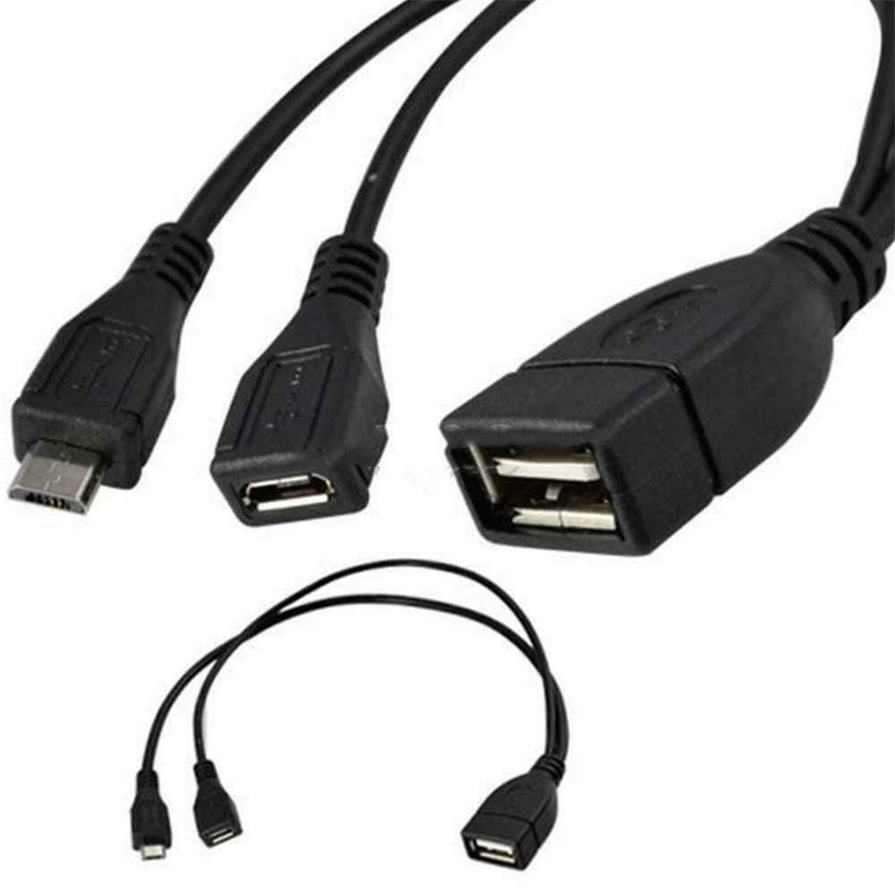 Male Female 2-in-1 USB OTG Micro USB Cable Adapter Data Cable Y Splitter USB Adapter OTG Cable