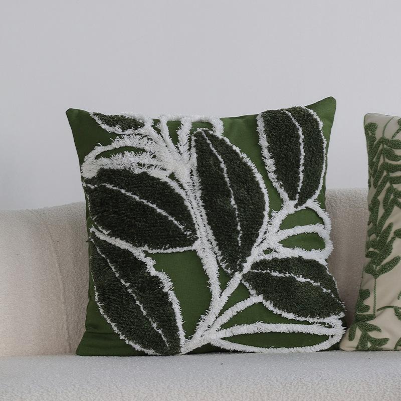 Retro Green Pillow Sofa Pillow Case Bedside Pillow Waist Pillow Model Room B&B Hotel Soft Decoration