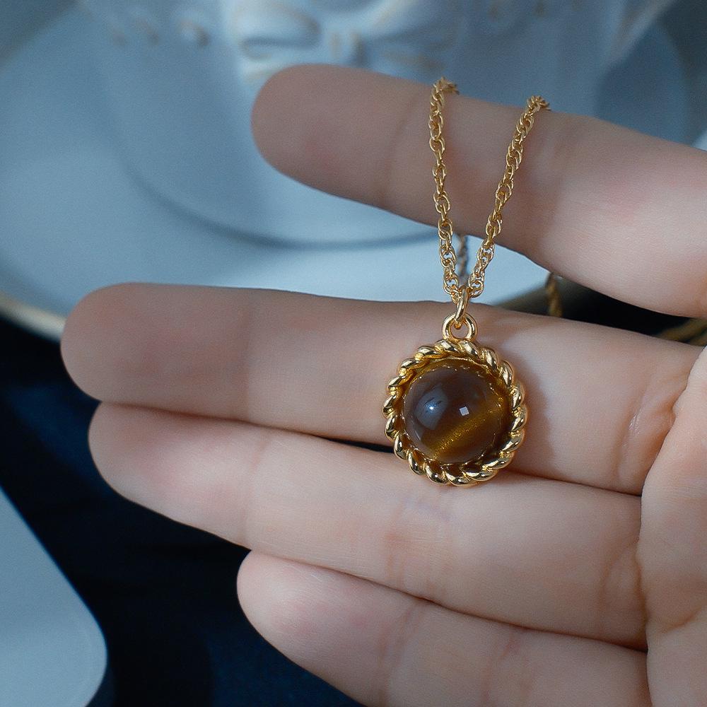 French High-End Tiger Eye Braided Necklace - Retro Mobius Sweater Chain