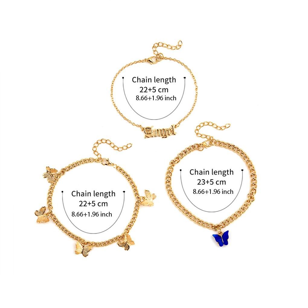 3 Pieces Fashion Anklets Foot Jewelry Sandals Barefoot Decorations Fashionable Women Accessories Adorable Alloy Jewelries