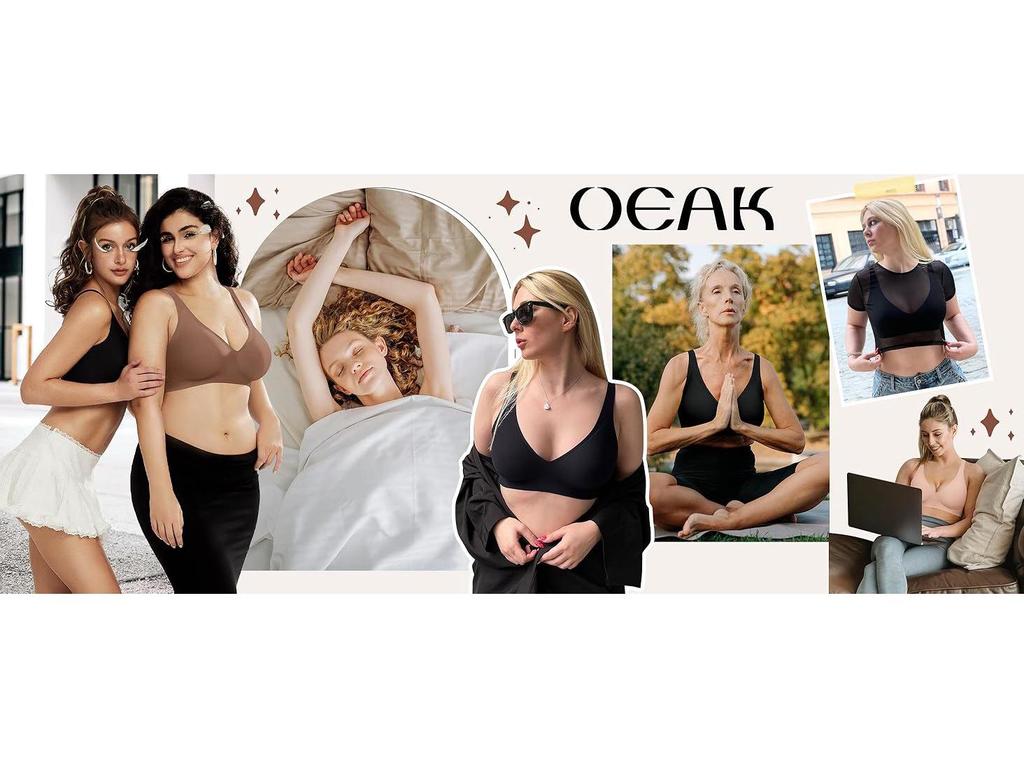 OEAK Damski Bezfiszbinowy Biustonosz T-shirtowy Push-Up z Głębokim Dekoltem V