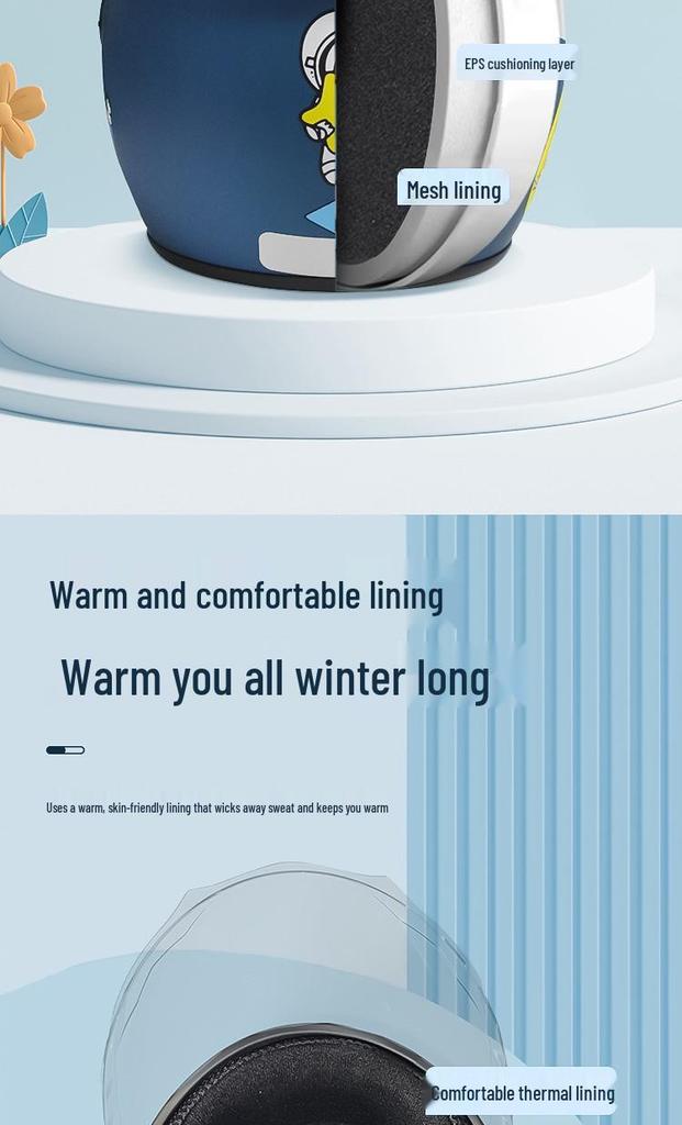 Children's Cartoon Safety Helmet: Breathable, Shockproof, Winter Warm for Boys and Girls