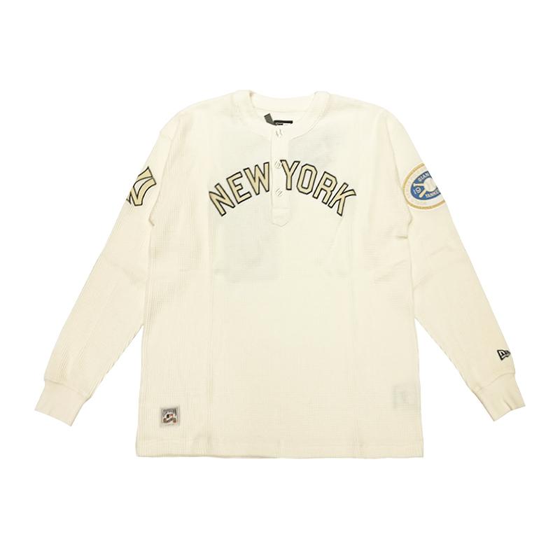 New Era Logo Letter Crew Neck Long Sleeve T-Shirt Unisex Tops Off-White 14450499