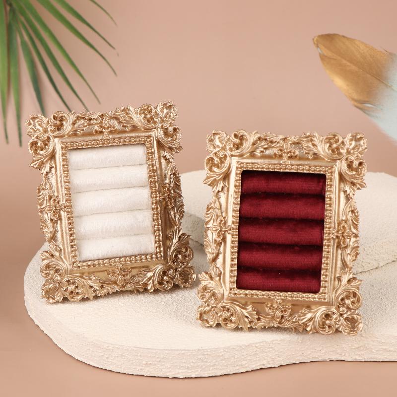 Retro Square Ring Earring Display Stand Jewelry Showcase Storage Tray Shop Window Decoration Photography Background Props