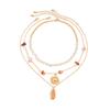 Set of 3 Layered Sun Crystal Pendant Necklace Women Bohemian Style Neck Jewelry Suitable for Fashion Enthusiasts