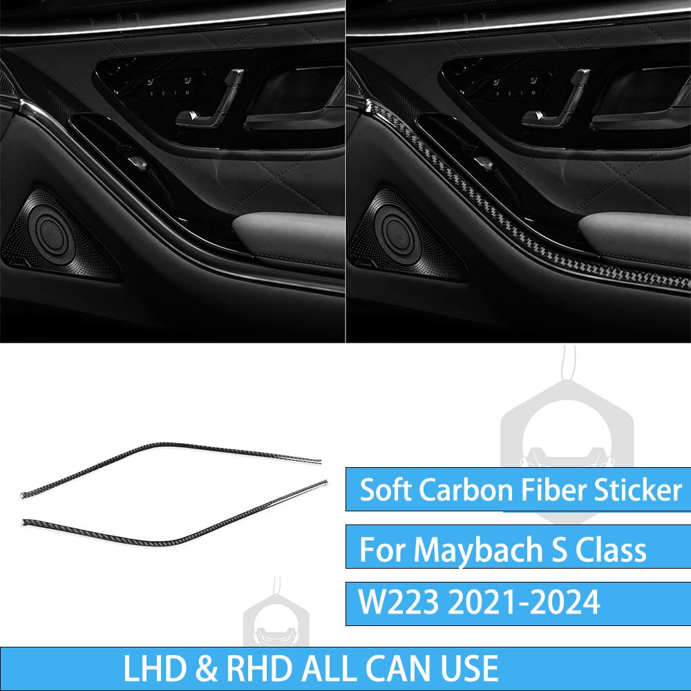 For Mercedes Benz Maybach S Class W223 -2024 Both Sides Of The Armrest Trim Carbon Fiber Decorative Car Accessory Sticker