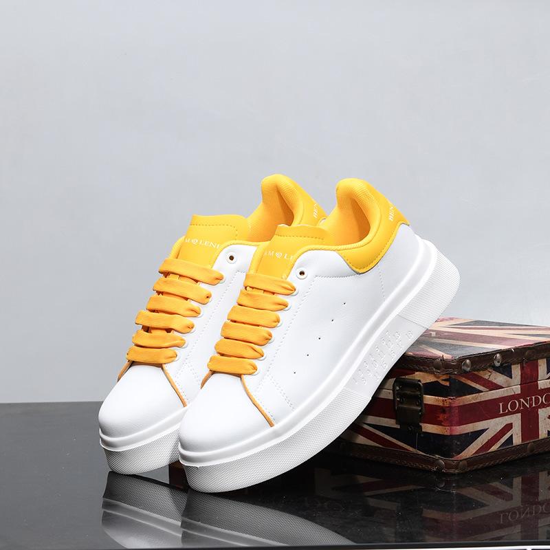 McQueen Spring and Summer Breathable Casual Board Shoes Sports Thick Sole Inner Height Increase Small White Tide Shoes FG