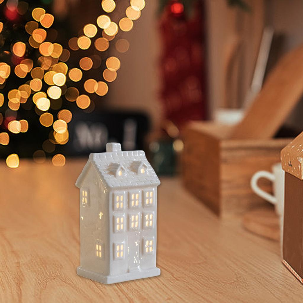 Weihnachts-Desktop-Figur, Dekoration aus Keramik, kleines Haus, Nachtlicht, Desktop-Ornamente, Basteln, Foto-Requisiten, Tafelaufsatz