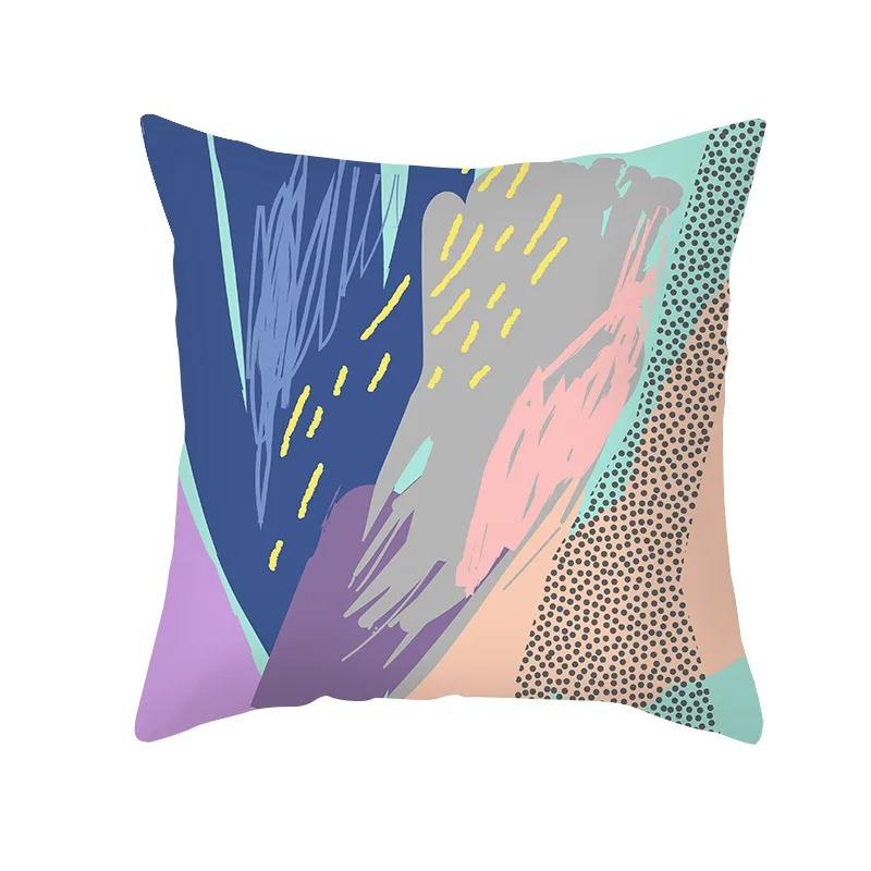 Pink Blue Abstract Decorative Pillowcase Office Living Room Car Ornaments Home Pillowcase