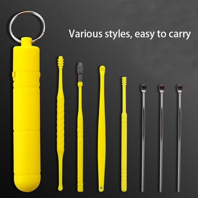 Ferramenta de limpeza para cuidados com os ouvidos Earpick Aço inoxidável Earpick Colher portátil para escavar os ouvidos Colher para limpeza de ouvidos Removedor de cera de ouvido Kit para remoção de cera de ouvido