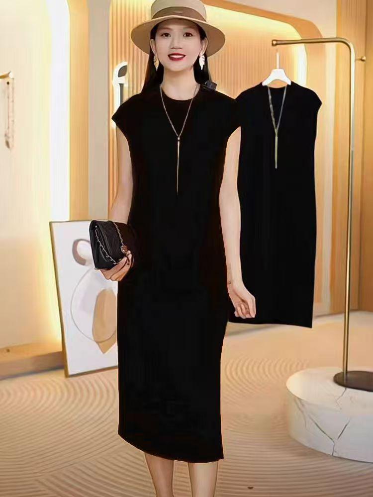 

Korean Style Women s Spring/Summer 2025 Slimming Long Dress with High-End Casual Elegance M чорний