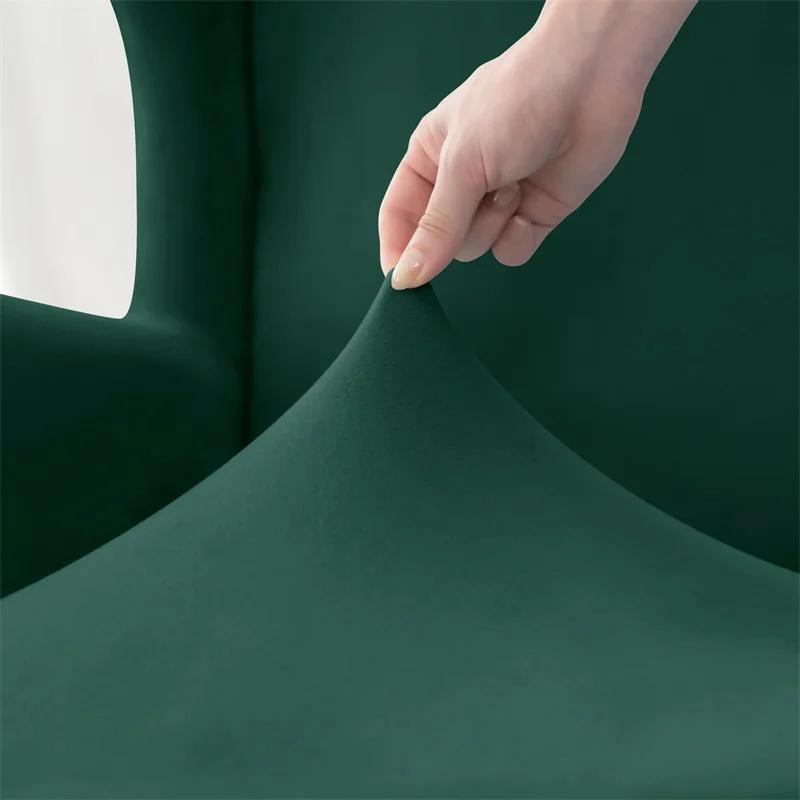 Huse de catifea pentru fotoliu cu aripă, huse elastice pentru canapea wingback cu husă pentru perna scaunului, huse elastice de culoare solidă pentru fotoliu