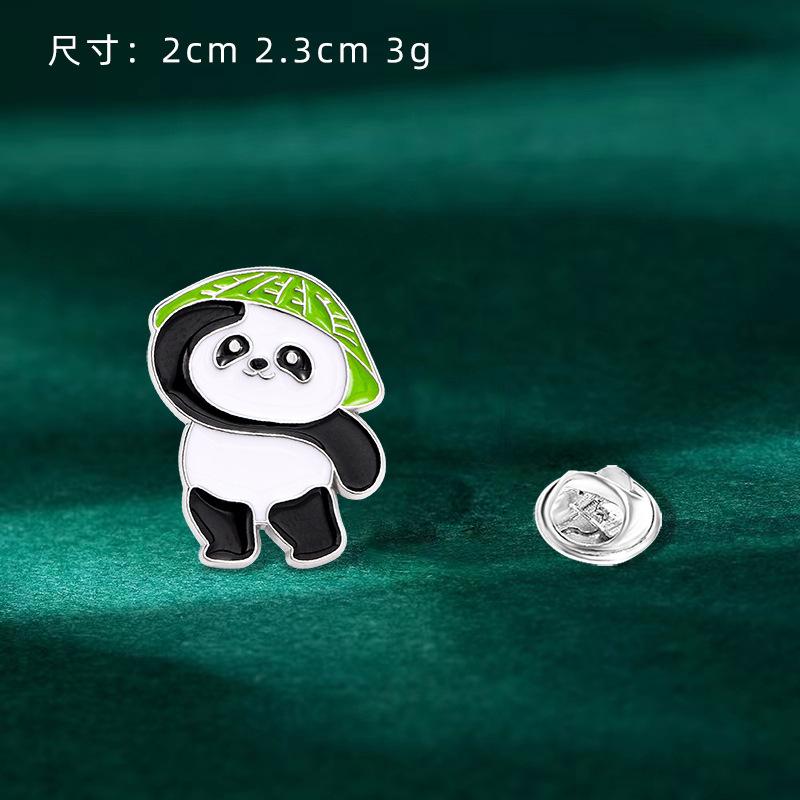 Chinese style panda brooch cute animal bag badge clothing bag accessories bamboo giant panda chain collar pin