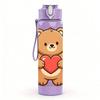 1PC Hugging Heart Teddy Bear 750ml Color Plastic Sports Water Bottle Leakproof Flip Straw Lid Suitable for Sports Office Home Use