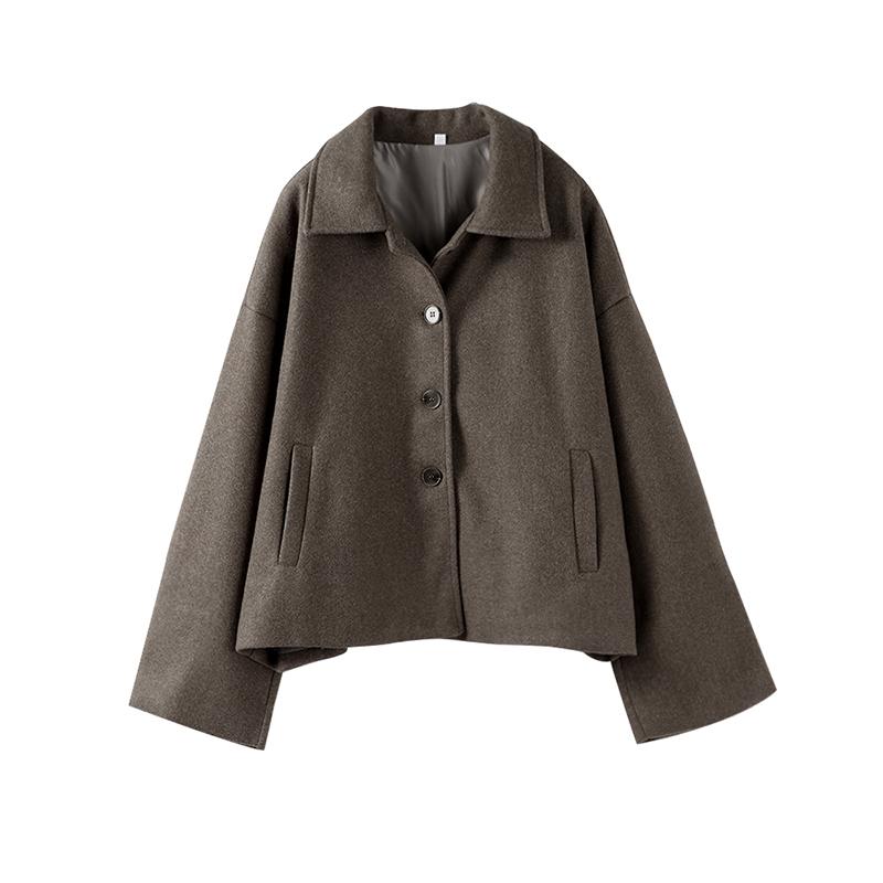 

Женская осенняя мода однотонные куртки с отложным воротником и длинными рукавами пальто с карманами однобортные повседневные верхняя одежда M светло-коричневого