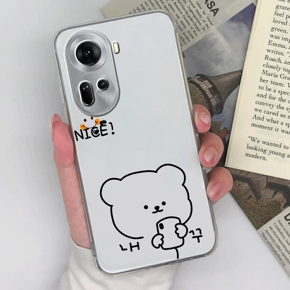 Kryty a pouzdra pro OPPO Realme P1 12 Lite Pro Find X7 Ultra Reno 11 Roztomilá sova kočka Průhledné pouzdro na telefon Ochranná fólie Měkké TPU silikonové pouzdro pro OPPO