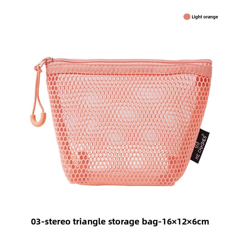 Dopamine Three-dimensional Triangle Grid Storage Bag Large Capacity Women s Portable Sundries Change Storage Bag Lipstick Makeup