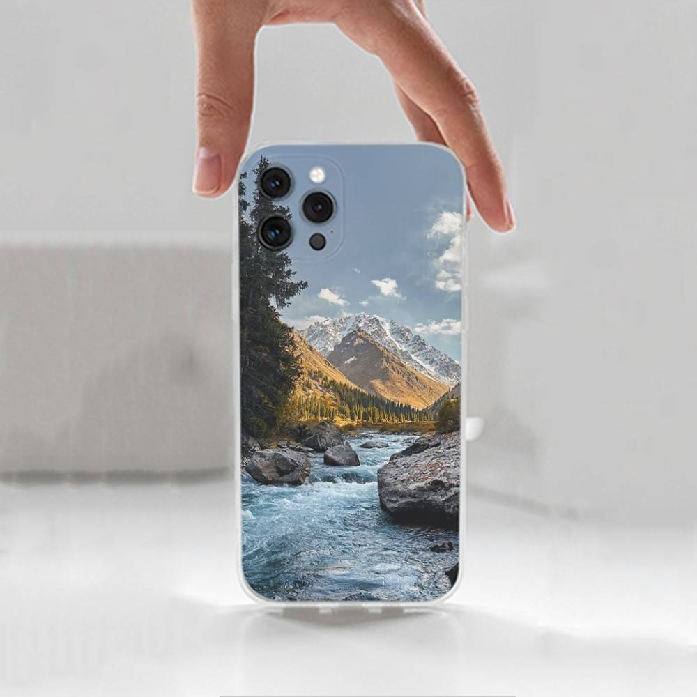 Travel Mountain  For iPhone 12,Mini,16,X,17,Plus,11,Max,13,XR,15,Pro,14,SE,XS,Transparent Soft Cover Case
