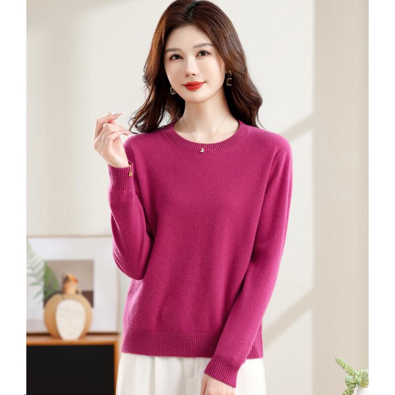 SNOWFLYING Women's 2025 Pure Wool Round Neck Pullover Sweater