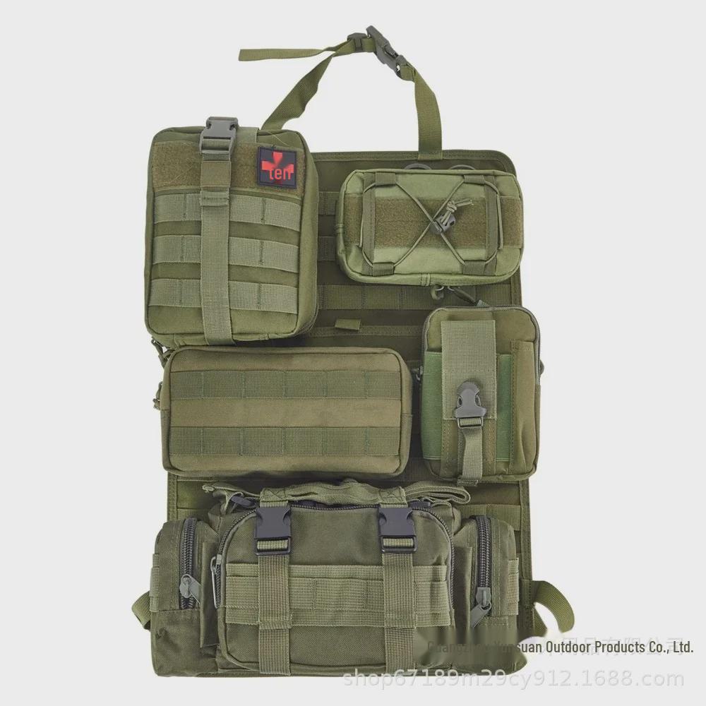 Tactical Seat Back Organizer with 5 Soft Pockets - Vehicle Storage Hanger Bag