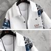 Fashion Men's Short-sleeved Shirt Suit Men's Summer Tide Design Sense Splicing Printing Casual Sports Shorts Two-piece Clothes