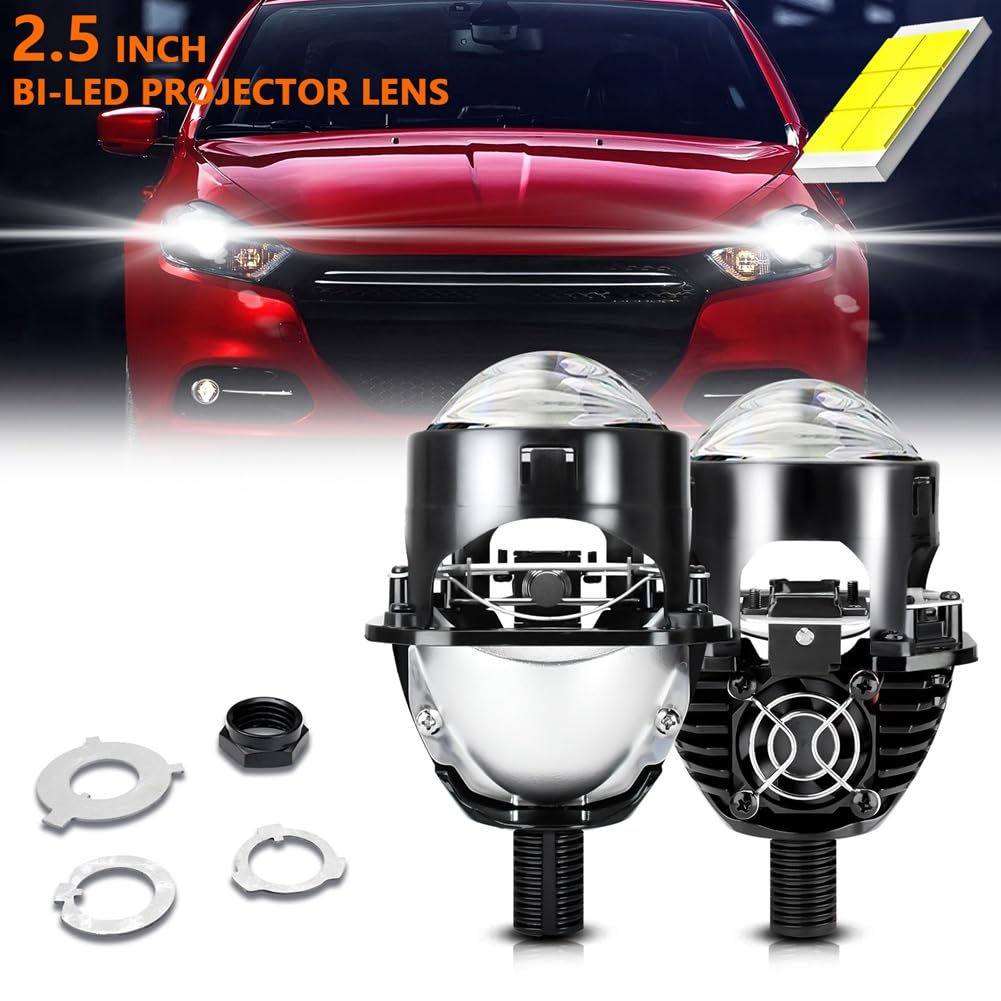 Mkphargin 2.5 Inch by LED Projector Lens H4 H7 9005 9006 LED Lens Car