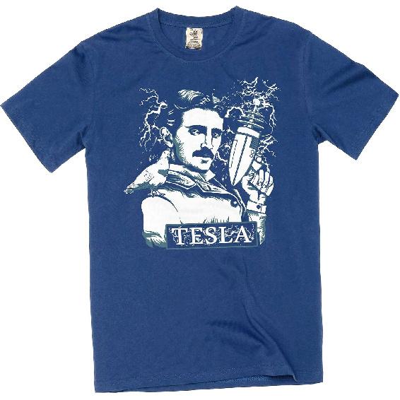 Nikola Tesla T-Shirt Tesla with Electrical Gun Men's Funny T-Shirt